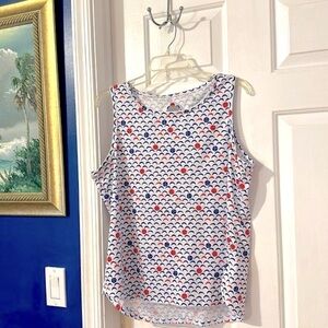 Women’s Dink Up Red White Blue Pickleball Print Sleeveless Athleisure Tank Top L